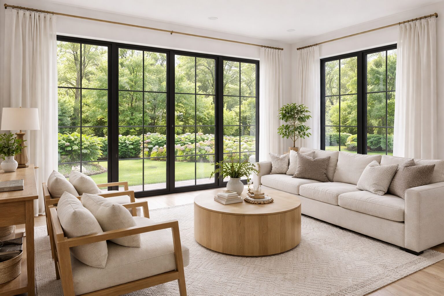 Impact window installation — black-frame casement windows, Southwest Florida home